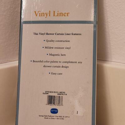 Lot 636: New Vinyl Shower Curtain Liner and Rings