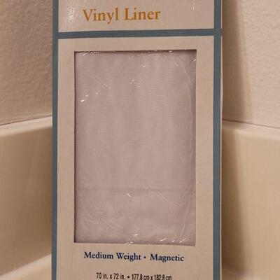 Lot 636: New Vinyl Shower Curtain Liner and Rings
