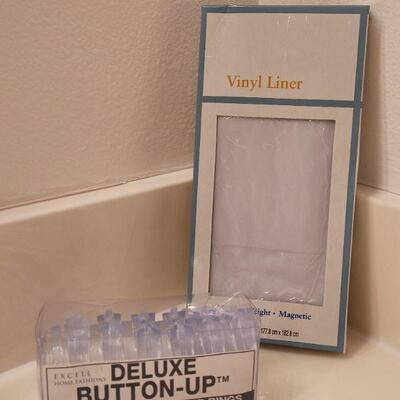 Lot 636: New Vinyl Shower Curtain Liner and Rings