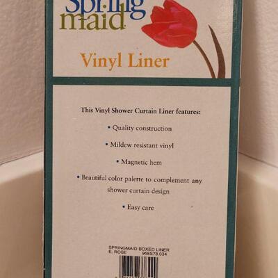 Lot 637: New Pink Vinyl Shower Curtain Liner and Rings