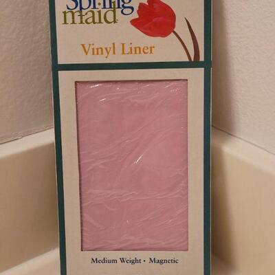 Lot 637: New Pink Vinyl Shower Curtain Liner and Rings