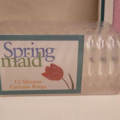 Lot 637: New Pink Vinyl Shower Curtain Liner and Rings