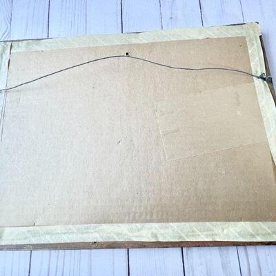 LOT 80  ANTIQUE ART DECO GODDESSES PARRISH STYLE FRAMED PRINT BLUE/GREEN SKY 