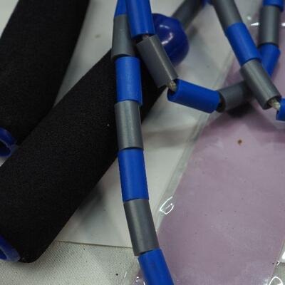 Lot 55 Bead jump ropes, therabands, sliders bands