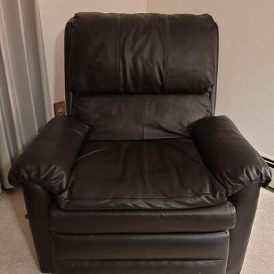Lot 688: Black Leather Recliner 