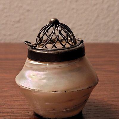 Lot 703: Shell Jar with Metal Lid