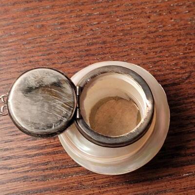 Lot 703: Shell Jar with Metal Lid