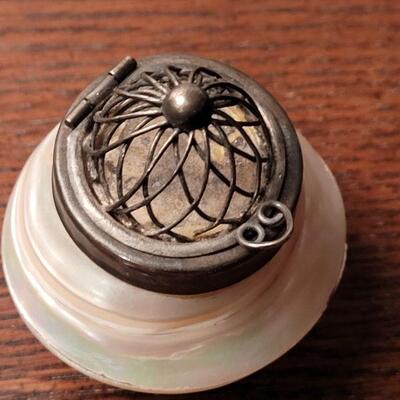 Lot 703: Shell Jar with Metal Lid