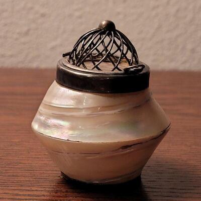 Lot 703: Shell Jar with Metal Lid