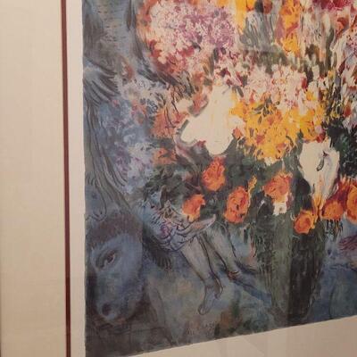 Lot 729: Marc Chagall Limited Edition Pencil Numbered Lithograph "Floral Bouquet" Facsimile Signature with Certificate of...