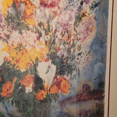Lot 729: Marc Chagall Limited Edition Pencil Numbered Lithograph "Floral Bouquet" Facsimile Signature with Certificate of...