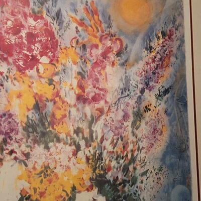 Lot 729: Marc Chagall Limited Edition Pencil Numbered Lithograph "Floral Bouquet" Facsimile Signature with Certificate of...