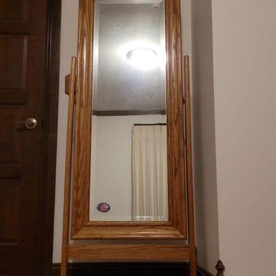 Lot 745: Holmes Oak Swivel Floor Mirror