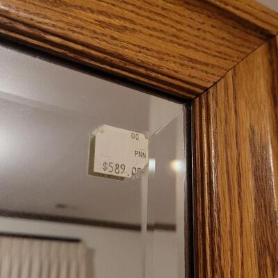 Lot 745: Holmes Oak Swivel Floor Mirror