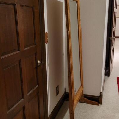 Lot 745: Holmes Oak Swivel Floor Mirror