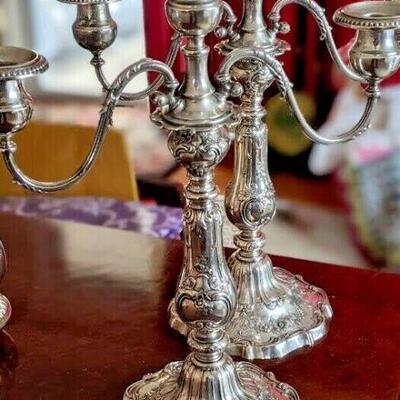 ANTIQUE GORHAM STERLING SILVER CANDLESTICKS Chantilly Grand A602 1912 Wattles SHIPPING AVAILABLE