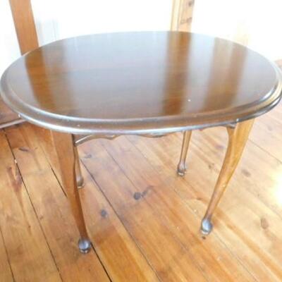 Solid Wood Walnut Finish Oval Side Table 27