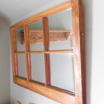 Vintage Wood Frame Window Mirror 32