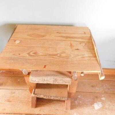 Hand Crafted Natural Wood Side Table with Live Edge Accents 20