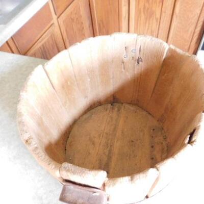Vintage Slat Wood Bucket 14