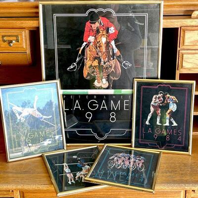 OLY 115  PETER J HEER L A GAMES 1984 OLYMPICS FRAMED LITHOGRAPHS 