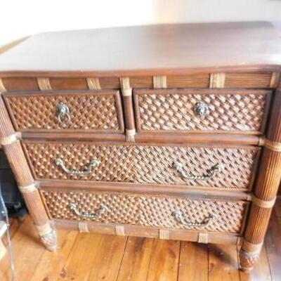 Lexington Collection Two over Three Faux Rattan and Wicker Dresser 38