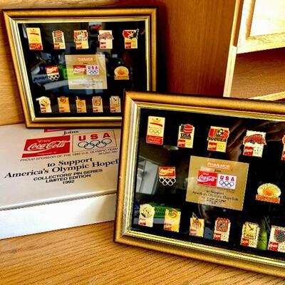 OLY 117. OFFICIAL SPONSOR COCA COLA OLYMPICS 1992 FRAMED PIN SETS 
