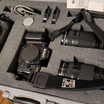 Lot 797: Vintage NIKKON 8008S 35mm Camera w/ (2) Lenses, TUNDRA Hard Carry Case and MORE!