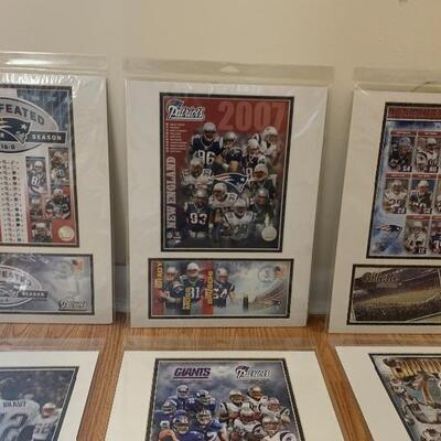 Lot of 6 New England Patriots Photo/Poster & Cancelled Stamp Card