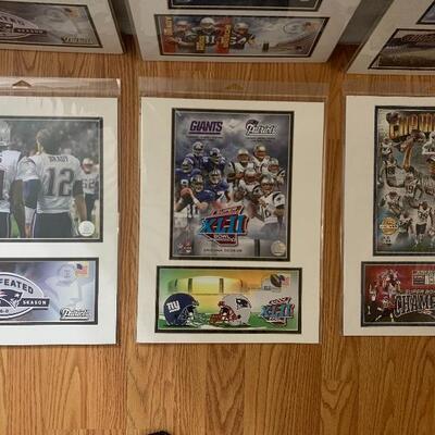 Lot of 6 New England Patriots Photo/Poster & Cancelled Stamp Card