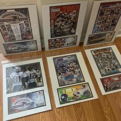 Lot of 6 New England Patriots Photo/Poster & Cancelled Stamp Card