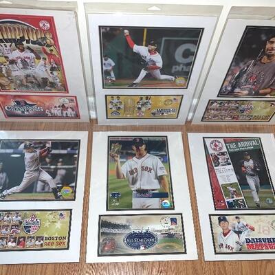 Lot of 6 Boston Ted Sox Photo/Poster & Cancelled Stamp Card