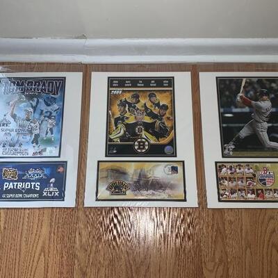 Lot of 3 - 1 New England Patriots, 1 Boston Bruins & 1 Boston Red Sox Photo/Poster