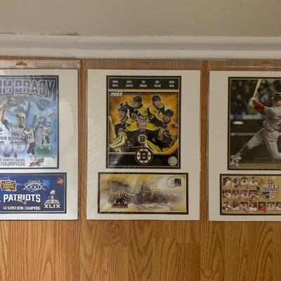Lot of 3 - 1 New England Patriots, 1 Boston Bruins & 1 Boston Red Sox Photo/Poster