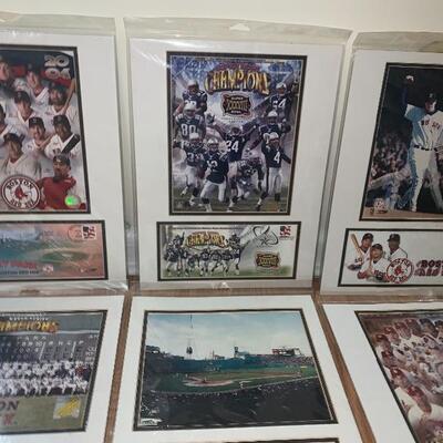 Lot of 6 - (5) Boston Red Sox & (1) New England Patriots Photo/Poster & Cancelled Stamp Card