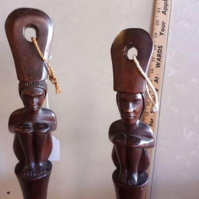 1174 = African Hand Carved incense hangers 