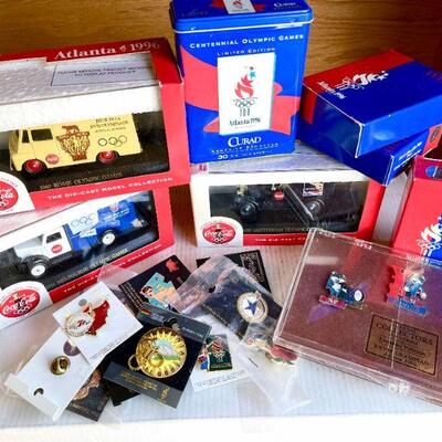 OLY 132 1996 OLYMPICS ATLANTA GROUP COCA COLA MODEL CARS PIN SETS ETC