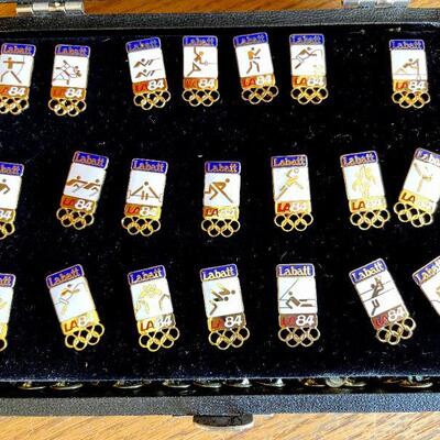 OLY 142  LABATT BEER PIN SET ALL 21 SPORTS OFFICIAL SPONSOR 1984 OLYMPICS 