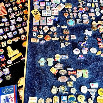 LOT 143  16 X 20 FRAMED PINS 1984 OLYMPICS LOS ANGELES SPONSORS SUPPORTERS & UNUSED FRAME 
