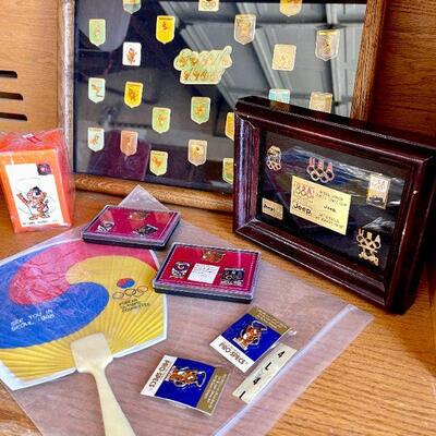 OLY 144  GROUP OF PINS T-SHIRT & SOUVENIRS 1988 OLYMPIC GAMES SEOUL SOUTH KOREA HODORI THE TIGER 