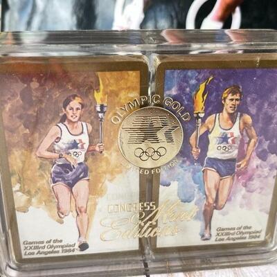 OLY 150  1984 OLYMPICS PLAYING CARDS 3 VHS LA TIMES BOOK & COMIC BOOK