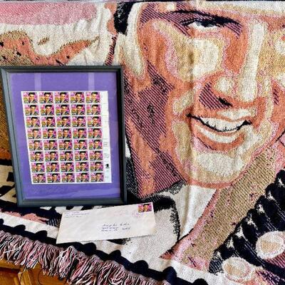 LOT 153  ELVIS GROUP 1  ELVIS STAMP FIRST DAY ISSUE & THROW