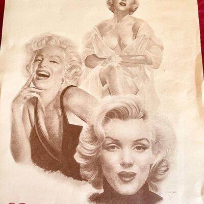 LOT 156  MARILYN MONROE GROUP OF POSTERS & PIN UP POST CARDS MATCHES PLUS ART PRINT