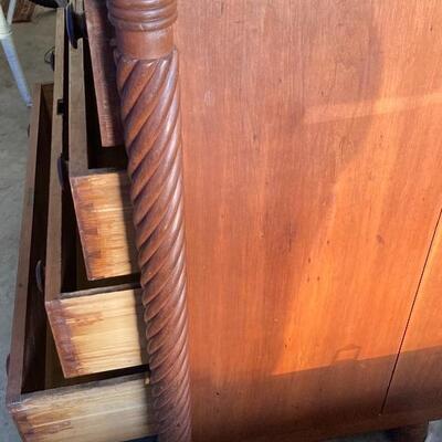 401 Antique Sheraton Style Pine Scroll Leg Dresser
