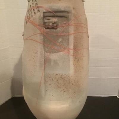 P - 1115. Beautifully Signed Large Raku Pottery Vase 