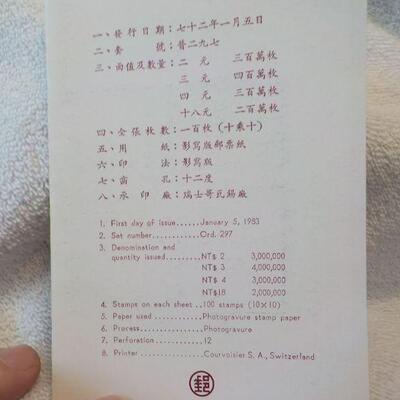 " 1983 Ancient Chinese Enamelware Postage stamps."
