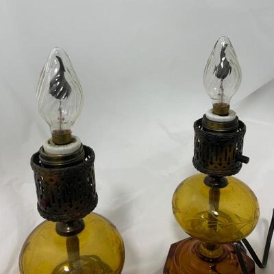 .56. ANTIQUE | Matching Amber Cambrigh Lamps | Flickering Flame Bulbs!