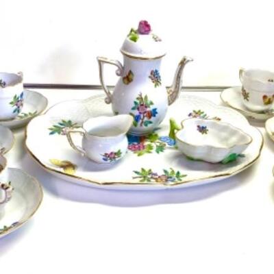 Stunning Vintage HEREND Coffee / Mocha Set 12p