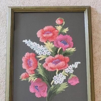 Lot 850:  Needlework Floral Picture 