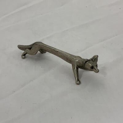 .72. VINTAGE | Pewter Figural Knife Rest | Fox